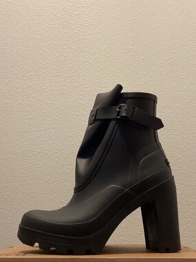 Hunter High Heel Ankle Side Buckle Rain Boots